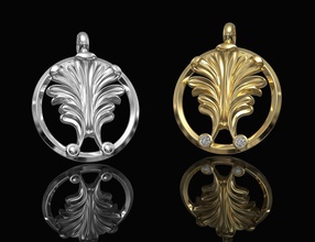 vintage leaf pendant 3d printable stl pendants gold silver platinum sterling gemstones fashion brilliant women stylish jewel rose flower leaves jewellry 3d print model - Mito3D