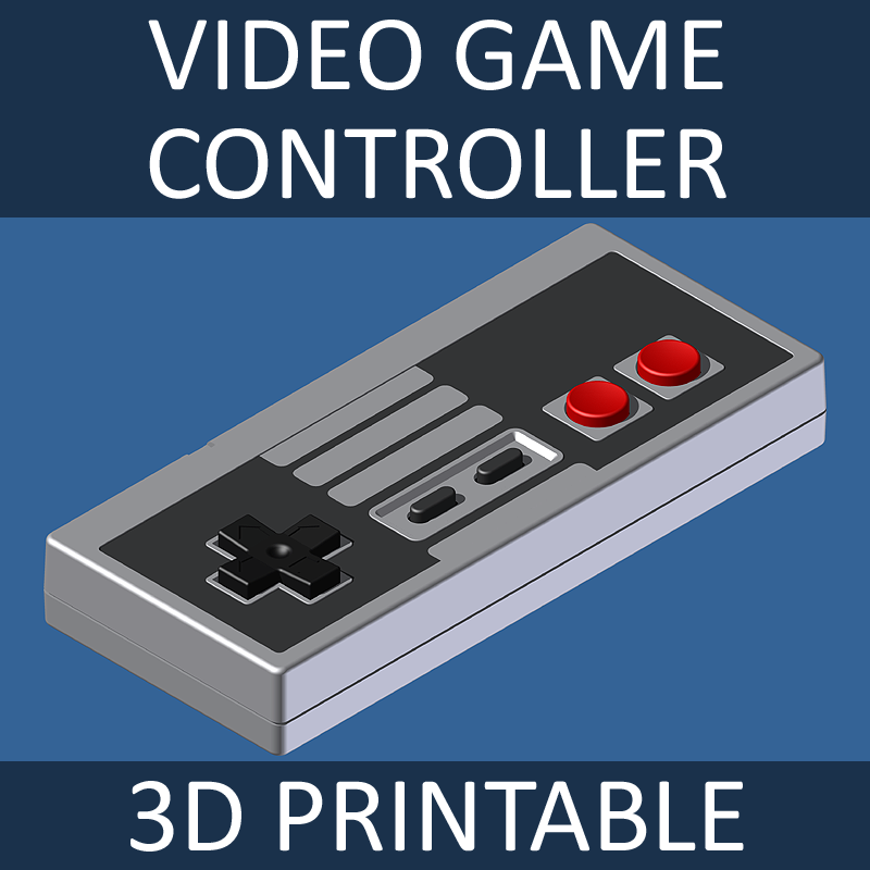 vintage video game controller - 3d printable antique electronic entertainment toy fun computer device interface button pad cable plug wire cord cbspicer console 3D print model - Mito3D