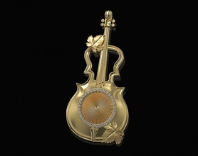 violin pendant 3d printable stl jewelry pendant pendants gold silver platinum sterling gemstones brilliant classic diamond violin music leaves leaf musical