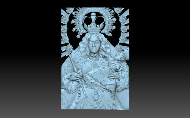 Virgen la taç giyme töreni kutsal cnc din Katolik Katoliklik Hıristiyan bas relief 3D print model - Mito3D