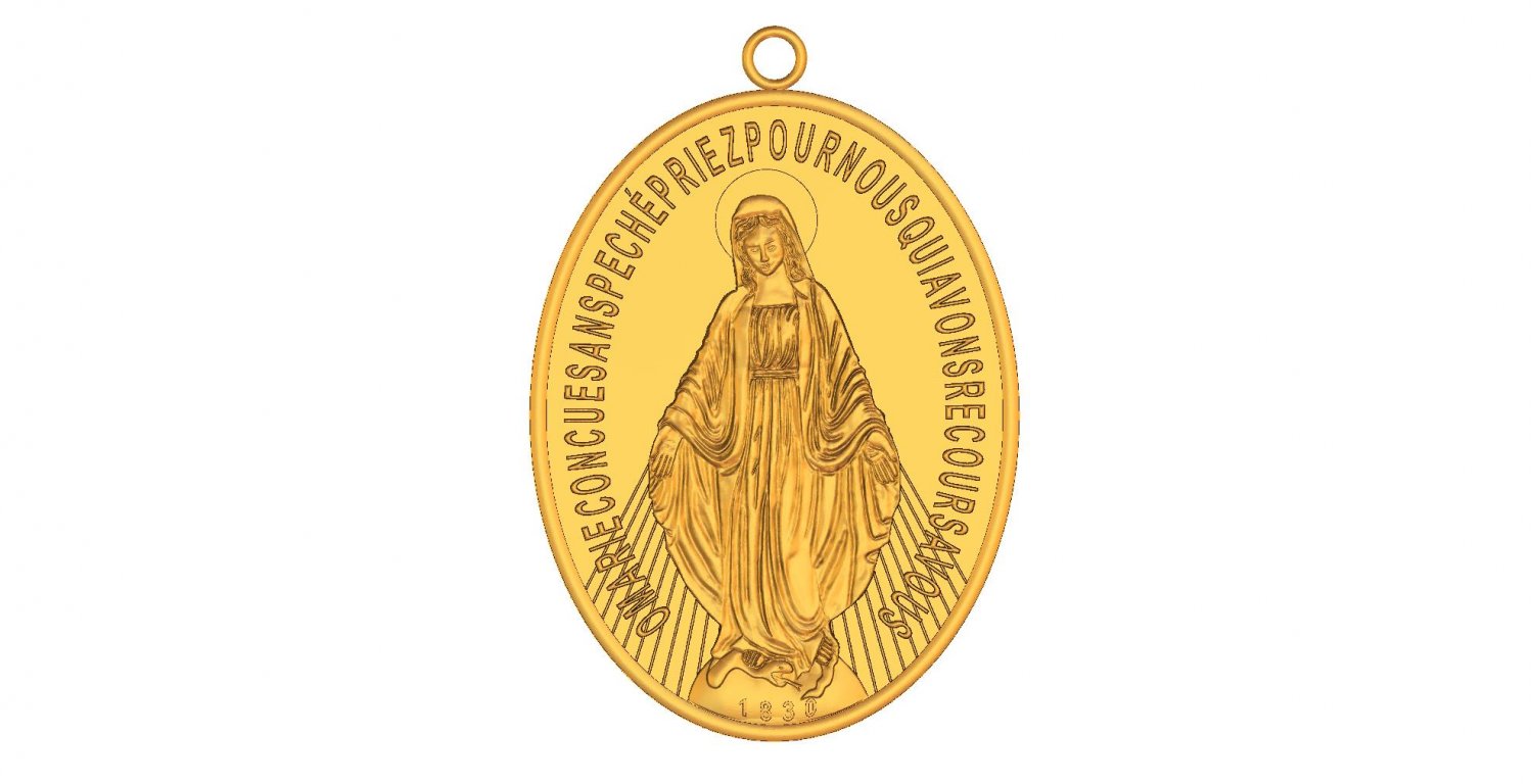 virgen milagrosa miraculous medal 3d stl model cnc print in accessories 3dexport mirrors frames cncmodel 3dprint 3dprintmodel decorative-element decorativeelements cnccarvemodel cncrelief reliefmodel 3D print model - Mito3D