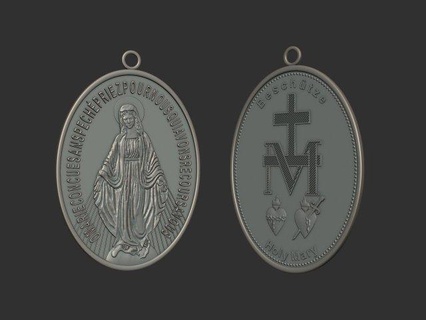 virgen milagrosa miraculous medal necklaces miraculousmedal relief jewelry pendants cnc carvemodel jewel silver mary saint religious pendant jewellery holy medallion virgin 3d print model - Mito3D