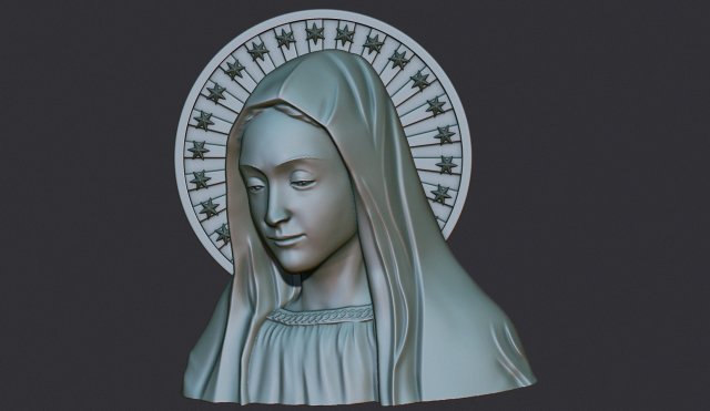 virgen maría 3 3d impresión modelo in escultura 3dexport santo maria religioso alivio estatua dios jesús colgante pendiente diosa madre serpiente joyería joya religiou collares virgin mary 3D print model - Mito3D