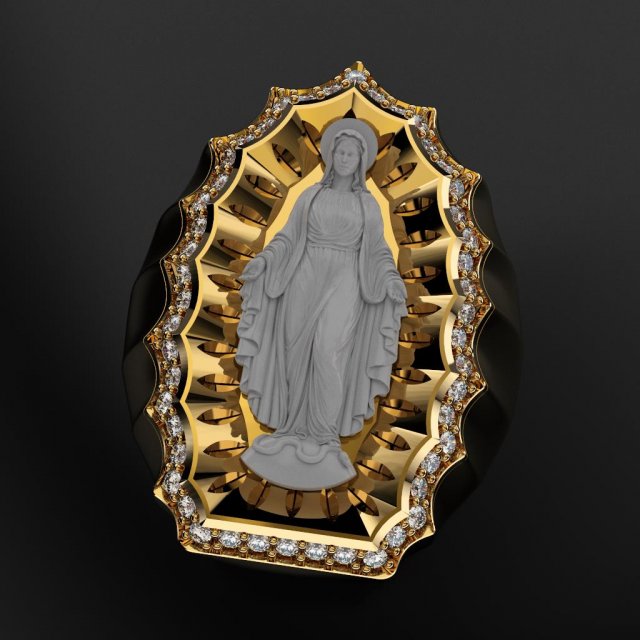 virgen maría anillo 3d impresión modelo in anillos 3dexport santo maria estatua dios diosa jesús religioso cristiano joyería joya deidad madre arte esculturas 3D print model - Mito3D