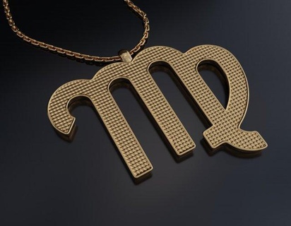 virgo pendant pendants august september maiden virgin earth chain necklace gold silver jewellery jewelry signs symbols constellation horoscope fashion keychain astrology zodiac 3d print model - Mito3D