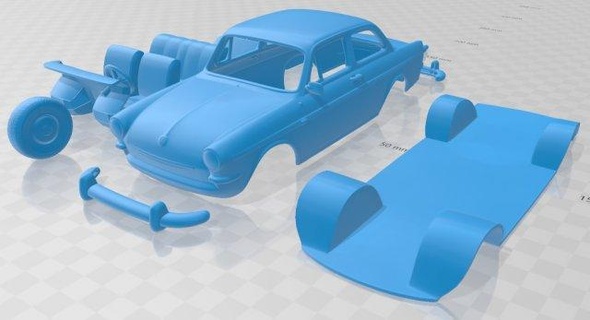 Volkswagen 1500 notchback 1961 yazdırılabilir araba otomotiv yuva ölçülü Tamiya rc miniz hobi mikro 3d print model - Mito3D