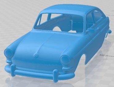 Volkswagen 1600 tip hızlı geri dönüş 1965 yazdırılabilir vücut araba otomotiv yuva ölçülü Tamiya rc miniz hobi mikro 3d print model - Mito3D