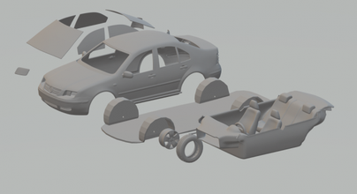 volkswagen bora 3d impresión modelo in vehículo 3dexport fundido presión ruedas calientes caliente entrenar h0 187 espacio coche vehiculo tragamonedas rc rcmodel vw jetta passat golf sedán vento 3d print model - Mito3D
