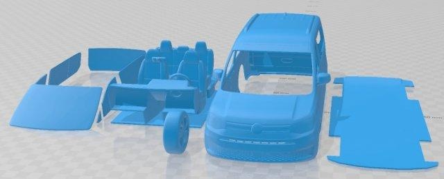 Volkswagen caddie 2021 imprimível furgão automotivo fenda escalextrico Tamiya rc miniz passatempo micro 3d print model - Mito3D
