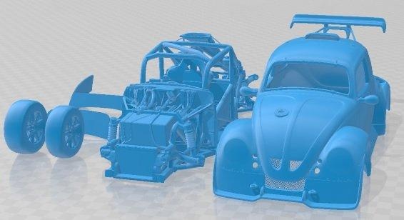 Volkswagen Diversão copo imprimível carro automotivo fenda escalextrico Tamiya rc miniz passatempo micro diecast 3d print model - Mito3D