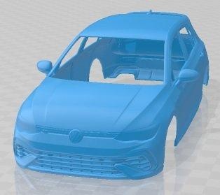 volkswagen golf 2022 imprimable corps voiture 3d impression modèle automobile fente scalextric tamiya rc miniz loisir micro 3d print model - Mito3D