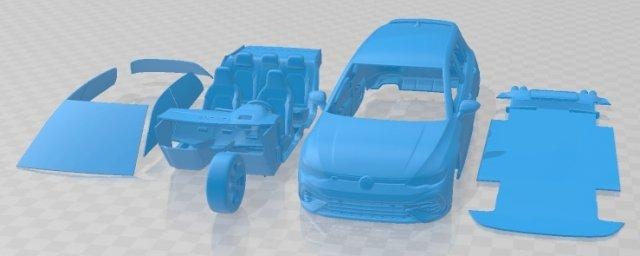 volkswagen golf 2022 imprimable voiture 3d impression modèle in automobile 3dexport fente scalextric tamiya rc miniz loisir micro 3d print model - Mito3D