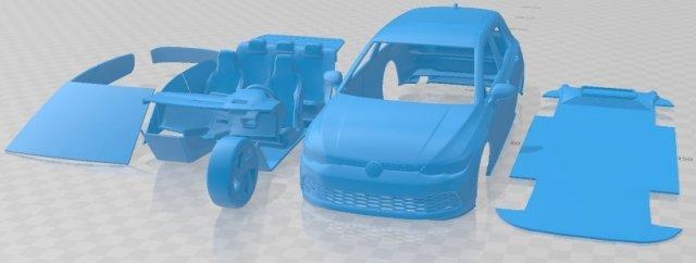 volkswagen golfe gti 5 portas 2020 imprimível carro 3d impressão modelo in automotivo 3dexport fenda escalextrico tamiya rc miniz passatempo micro 3d print model - Mito3D