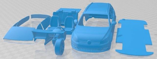 Volkswagen golfe variante 2014 imprimível carro automotivo fenda escalextrico Tamiya rc miniz passatempo micro 3d print model - Mito3D
