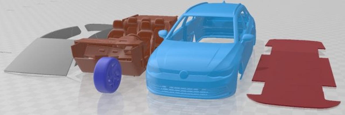 volkswagen golf variant basic 2021 printable car 3d print model in automotive 3dexport slot scalextric tamiya rc miniz hobby micro diecast 3d print model - Mito3D