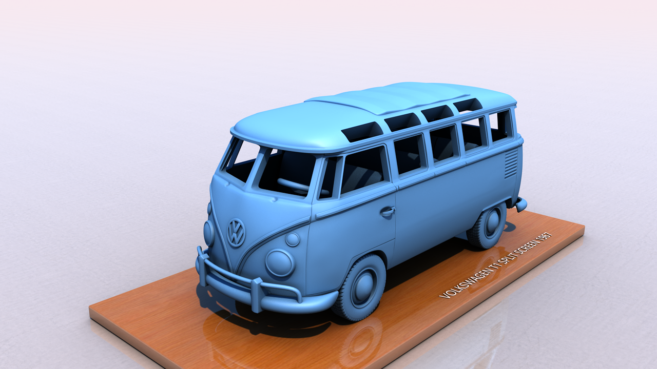 volkswagen t1 divisé écran 1967 3d impression modèle in véhicule 3dexport vw minibus luxe combi samba allemagne monospace voiture autobus transporteur 1960 brésil mexique fenêtre 3dprint miniatures auto 3D print model - Mito3D