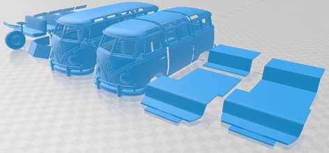 Volkswagen taşıyıcı t1 1950 yazdırılabilir kamyonet yuva ölçülü Tamiya rc miniz hobi mikro 3d print model - Mito3D