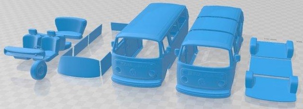 volkswagen transporteur t2 passager van 1972 imprimable fente scalextric tamiya rc miniz loisir micro 3d print model - Mito3D
