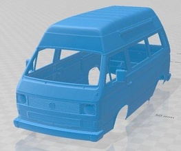 volkswagen transporteur t3 passager haute toit 1980 imprimable corps van fente scalextric tamiya rc miniz loisir 3d print model - Mito3D