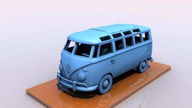 volkswagen art 1 kleinbus deluxe 1968 3d drucken modell fahrzeug 3dexport vw kombi samba deutschland minivan wagen bus transporter 1960 brasil mexiko split window 3dprint miniaturen auto 3d print model - Mito3D