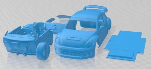 volkwagen beetle grc race printable car slot scalextric tamiya rc miniz hobby micro rally 3d print model - Mito3D