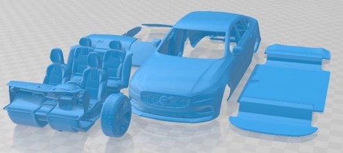 volvo s90 imprimible coche vehiculo in separar partes 3d impresión modelo automotor 3dexport espacio scalextric tamiya rc miniz pasatiempo micro 3d print model - Mito3D