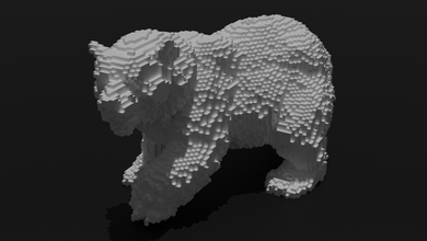 voxel bear 3d print model in animals 3dexport desktop abstract statue interior geometric shape design desk poly figurine toy deco cube predator animal grizzly wildlife 3d print model - Mito3D