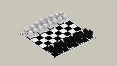voxel xadrez 3d impressão modelo in borda jogos 3dexport tabuleiro rei rainha cavalo penhor bispo jogo 3d print model - Mito3D