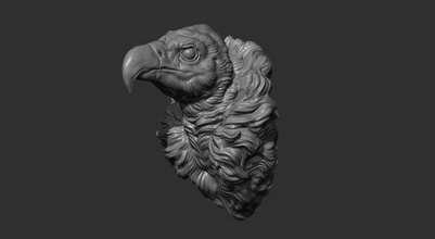 vulture head bird beak stylus statue decor art printable miniatures cnc relief jewelry 3d print model - Mito3D