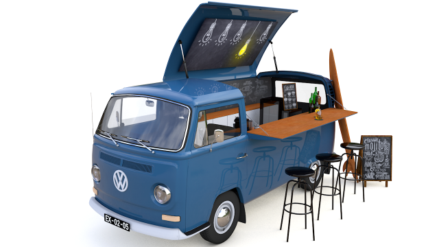 vw t2 gıda kahve kamyonet 1974 3d model in eski arabalar 3dexport araba oto taksi volkswagen kombi ulaşım kargo taşıyıcı brezilya almanya araç çift antik wagen otobüs yiyecek kamyonu bar fast food 3D print model - Mito3D