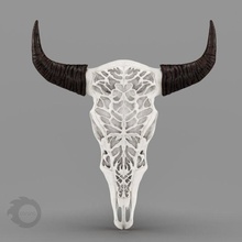 duvar dekor boğa kafatası kemik oymacılık 3d model in 3dexport gotik desen boynuz beyaz kahverengi animal skeleton anatomi 3d print model - Mito3D