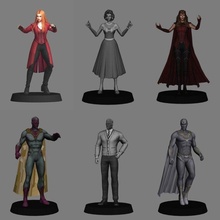 wandavision pack x 6 characters poly 3d model in fantasy 3dexport wanda vision scarletwitch visionwhite marvel marvelcinematicuniverse mcu lowpoly 3d print model - Mito3D