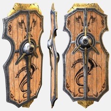 guerra proteger metal circulo oro arma vikingo escandinavo madera maravilla decoración 3d print model - Mito3D