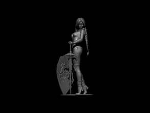 guerreiro escudo 3d impressão modelo in escultura 3dexport estatueta mulheres arte 3d print model - Mito3D