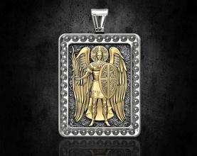 warrior angel pendant 3d printable pendants gold silver platinum sterling religion religious women fashion men icon war art jewellry 3d print model - Mito3D