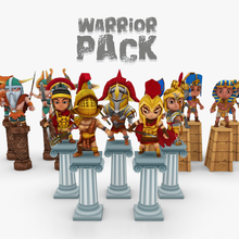 warrior pack three tribes 3d model in fantasy 3dexport roman egyptian viking cute chibi ancient poly game ready soldier axe hand painted manga human knight cartoon 3d print model - Mito3D