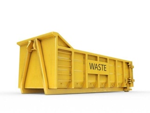 abfall container 3d modell teile 3dexport poly fbx bereit alt strukturiert vermögenswerte metallisch müllcontainer behälter rost müll stahl metall gelb panzer räder schmutz 3d print model - Mito3D