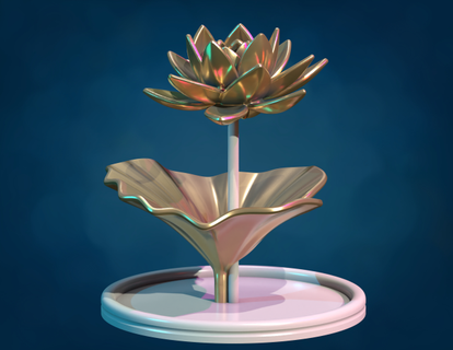 water lily lotus flower sculpture pond abstract blender 3d print stl waterlily water-lily lake leaf 3d print model - Mito3D