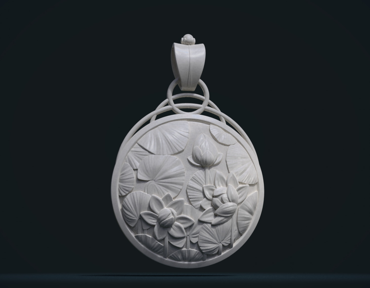 agua lirio colgante pendiente 3d impresión modelo in monedas insignias 3dexport pantano joyería joya esmalte oro 3D print model - Mito3D