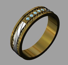 wave wedding ring gems printable gold rhiho cad cnc woman 3d print model - Mito3D