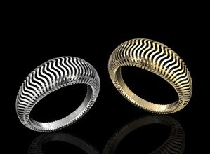 ondas de anel 3d printable stl jóias anéis ouro prata platina a moda mulheres elegante sterling 3d print model - Mito3D
