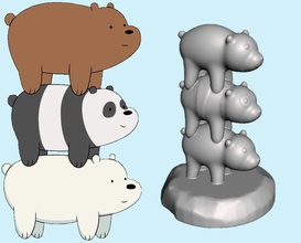 we nu ursos modelo 3d impressão in estatuetas 3dexport urso desenho animado brinquedo figura stl animal personagem panda 3d print model - Mito3D