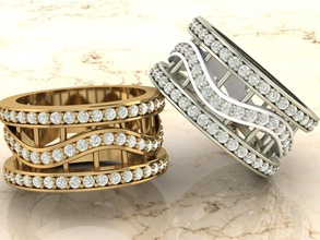 banda de casamento projeto torcido anel diamante ouro branco jóias 3d print model - Mito3D