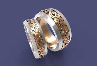 wedding bands rings 3d jewelry jewellry printable model gold silver metall 3d print model - Mito3D