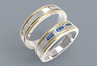wedding bands rings ring weddingrings wedding-ring 3d jewelry jewellry printable model gold silver diamond gem stone jewel jeweler 3d print model - Mito3D