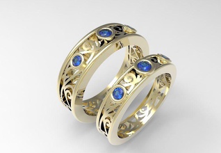 bandes de mariage les la bande l'anneau 3d bijoux imprimable modèle or d'argent le diamant gem 3d print model - Mito3D