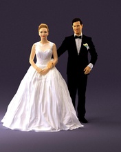 wedding dress 0556 3d print ready model in man 3dexport scan polygon 3dprint human male realistic posed character people miniatures woman child love relationship couple romance 3d print model - Mito3D
