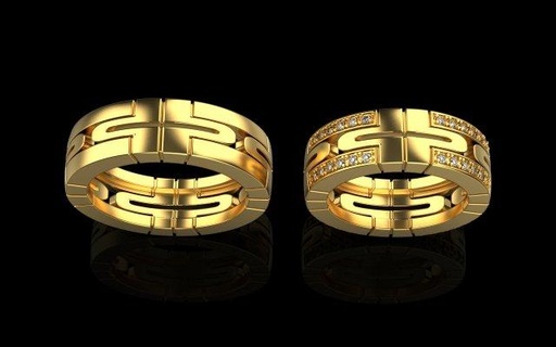 wedding rings 4425 jewelry 3d cad 3dmodel bracelet ring earring rhino matrix zbrush keyshot magics rend rendering modeling jewellery pendant weddingring 3d print model - Mito3D