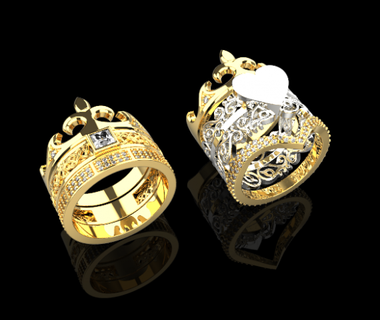 Hochzeit Ringe 749 021 Schmuck 3d cad 3dmodel Armband Ring Ohrring Nashorn Matrix zbrush Keyshot Magie Rendern Modellieren Anhänger Hochzeitsring 3d print model - Mito3D