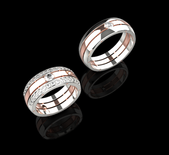 wedding rings 755 007 jewelry 3d cad 3dmodel bracelet ring earring rhino matrix zbrush keyshot magics rend rendering modeling jewellery pendant 3d print model - Mito3D